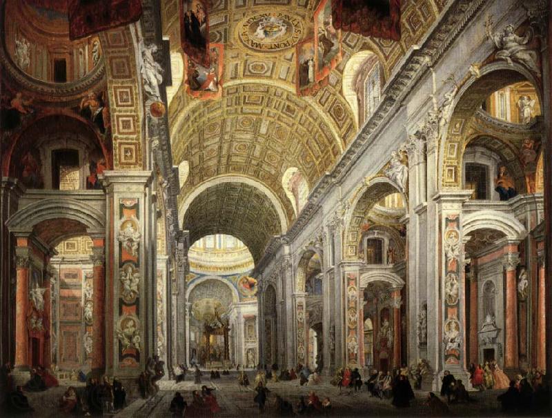 PANNINI, Giovanni Paolo Interior of Saint Peter's Spain oil painting art